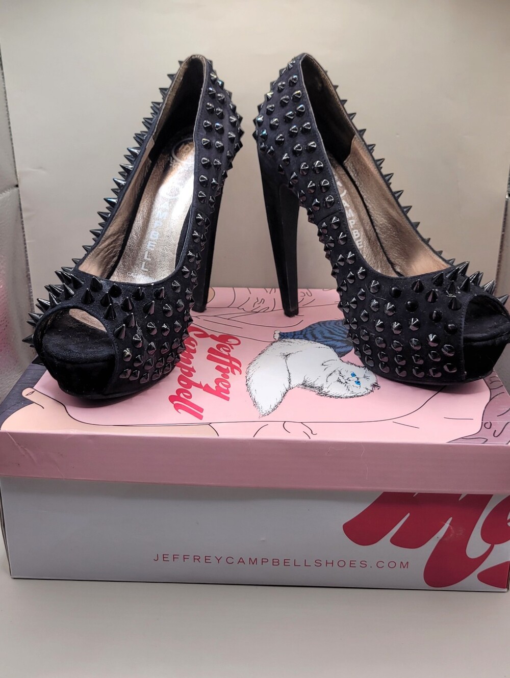 Jeffrey Campbell Daring-SPK Black Spike Stud Platform Heels Size 7 Original Box